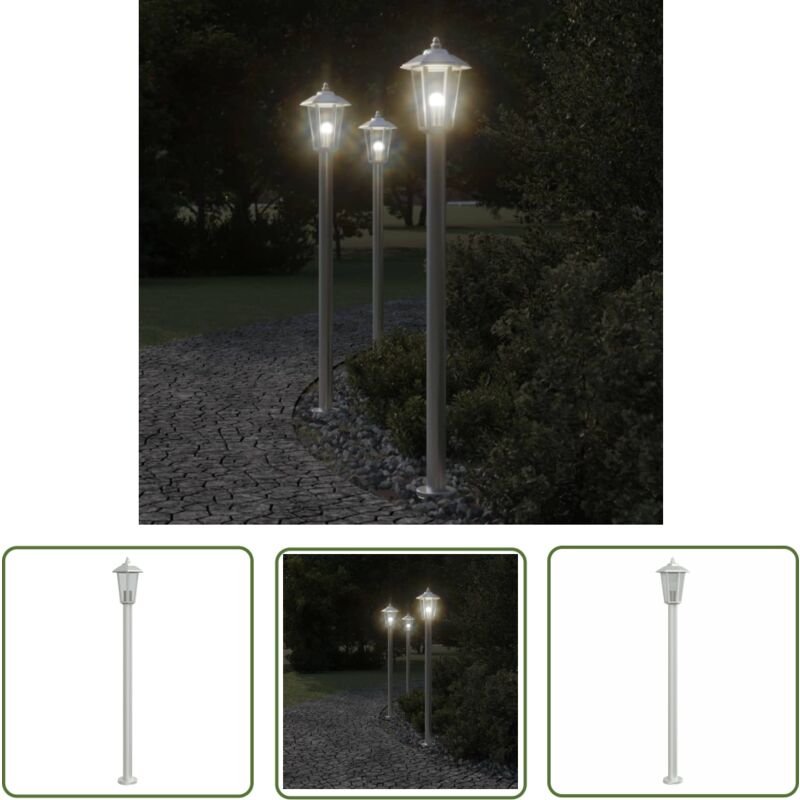 The Living Store - Wegeleuchte Silbern 120 cm Edelstahl - Wegeleuchte - Edelstahl - Außenstehleuchte - Gartenlampe - LED...