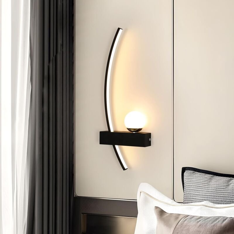 GOECO Wandleuchte für den Innenbereich, 14 W, 3000 K warmweiß, schwarze Acryl-LED-Wandleuchte für Schlafzimmer, Wohnzimm...