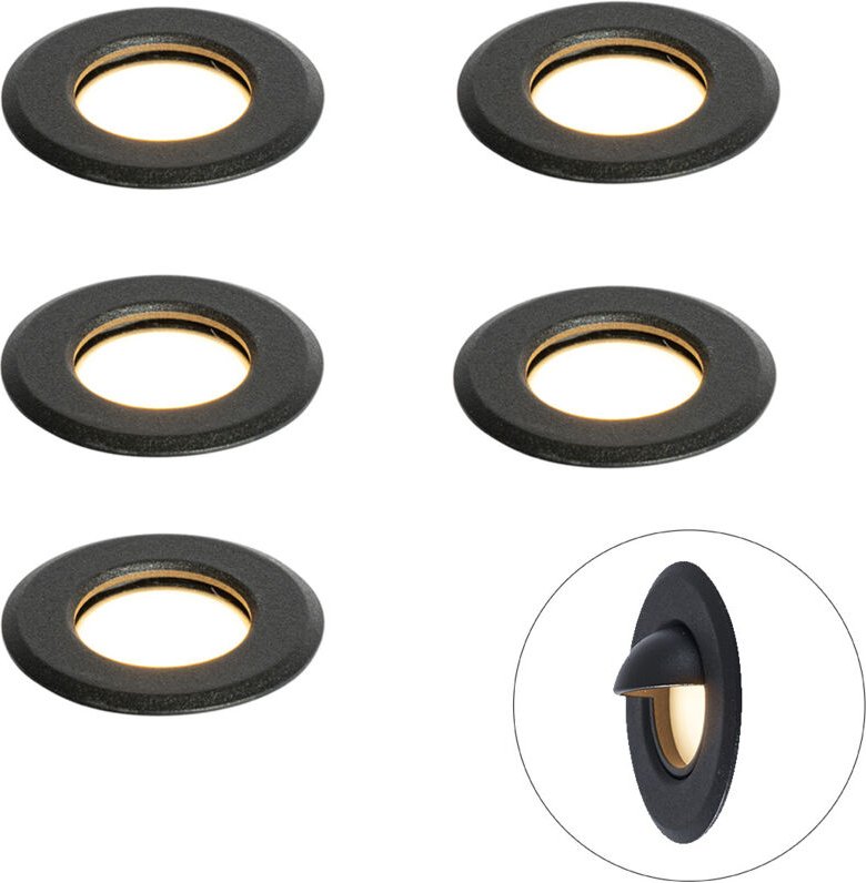 Set mit 5 modernen Bodeneinbaustrahlern schwarz inkl. LED IP67 - Linsey