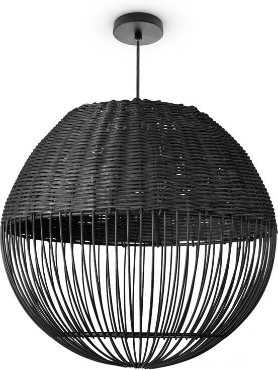 Paco Home Rattan Pendelleuchte Wohnzimmer Tischleuchte Boho Käfig Lampe Nachttisch Metall Schwarz (Ø30cm), Pendelleuchte...
