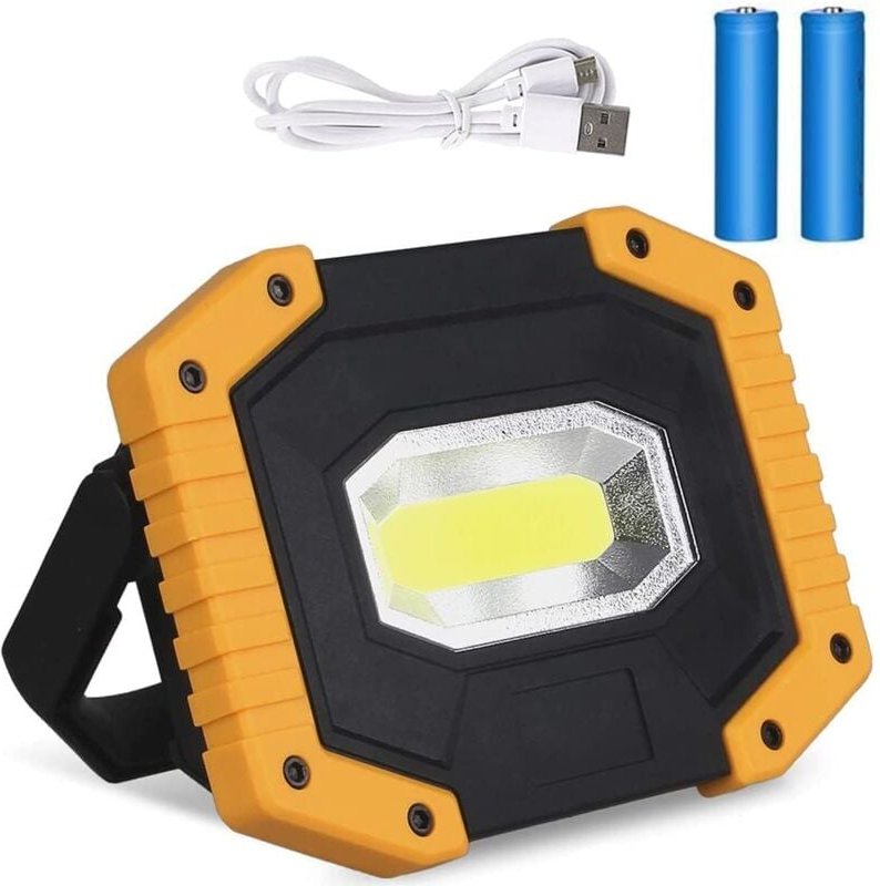 Wiederaufladbares LED-Flutlicht, 20 W, USB, 1200 lm, LED-Arbeitsscheinwerfer, Baustellen-Flutlicht, COB-Campinglampen, w...