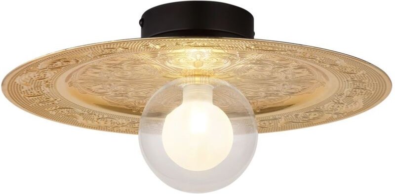 Globo Lighting - Esszimmerleuchte Deckenlampe Deckenleuchte Glas goldfarben Wohnzimmerlampe opal