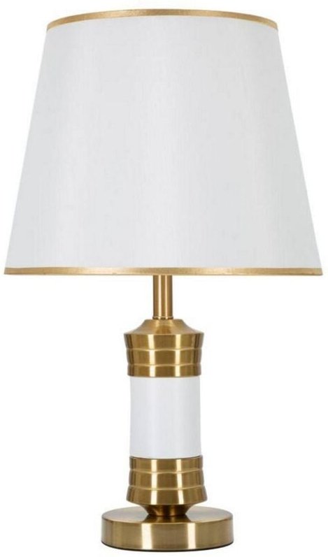 Tischlampe Sinopia, Schreibtischleuchte, Büroleuchte, Arbeitslampe, Weiß und Gold, 31x31 h52 cm - Dmora