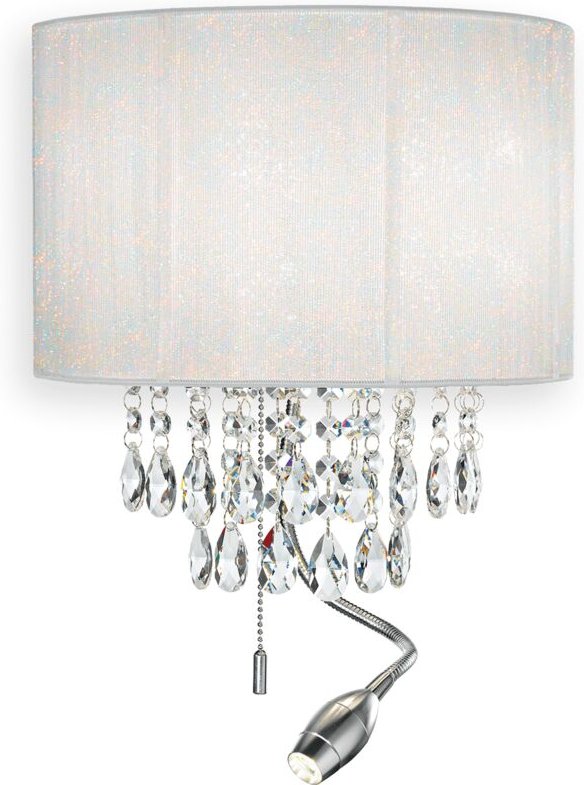 Opera - led 3 Light Innenwandleuchte Chrom, Kristalle und weißer Farbton, E14 - Ideal Lux