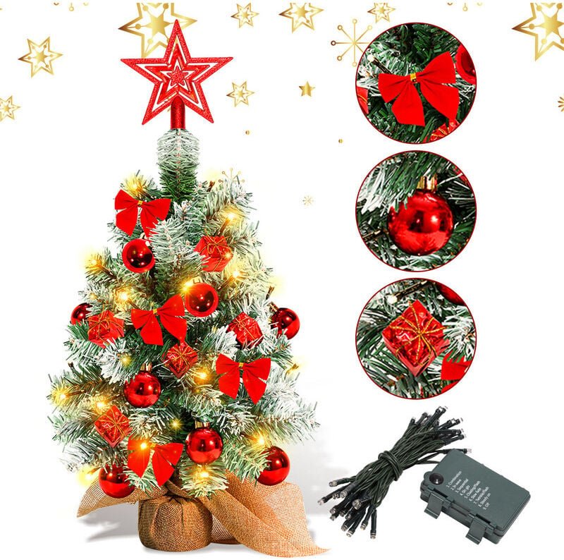 Thumbnail - VINGO 40cm Mini Weihnachtsbaum mit 30 warmweiß LEDs 8 Licht Modi,Tannenbaum mit Stern-Baumspitze und Deko Batterie betri...
