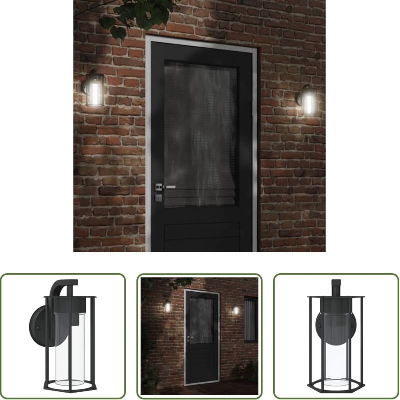 Außenwandleuchte - Außenwandleuchte Schwarz Edelstahl