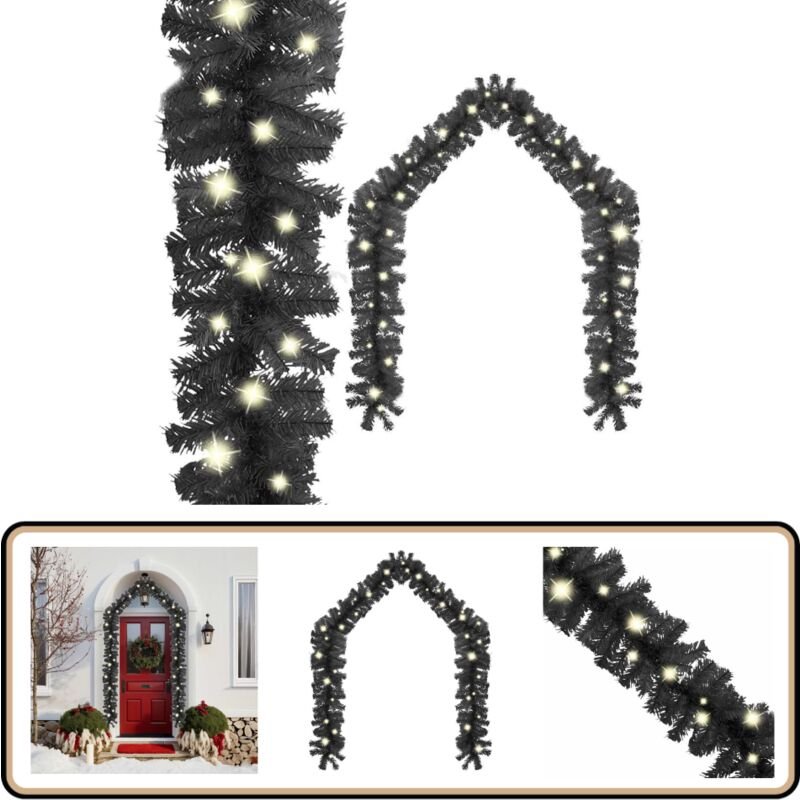 Weihnachtsgirlande mit led 10 m Schwarz - Weihnachtsdeko - Lichterkette - LED-Beleuchtung - Christbaumschmuck - Innendek...