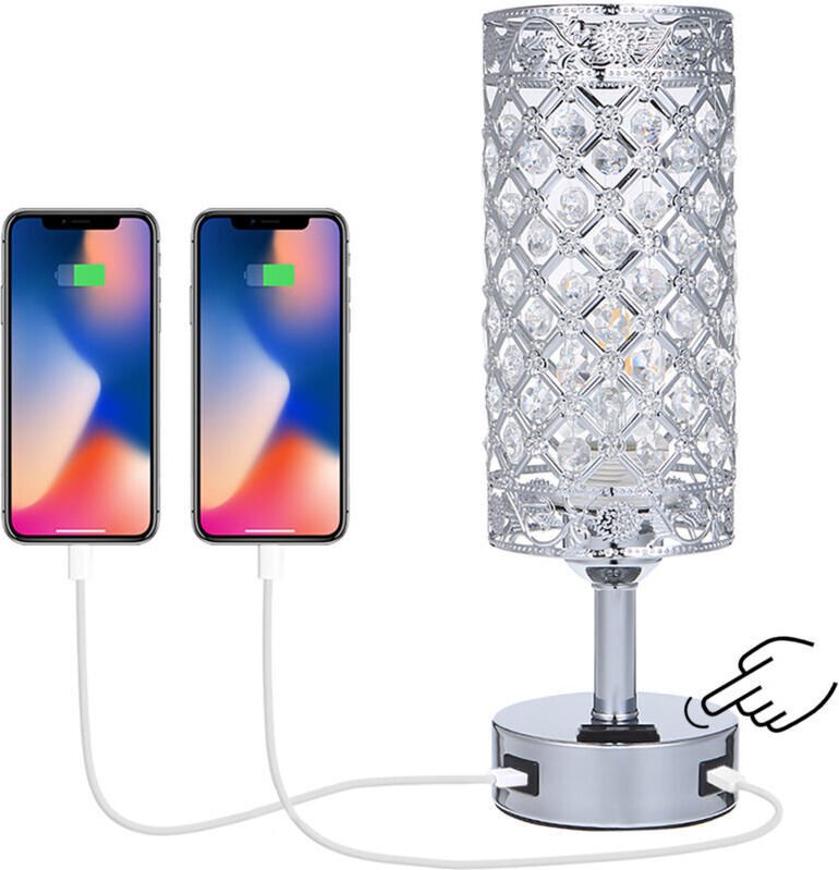 Tomshine Touch-Nachttischlampe mit zwei USB-Ladeanschlüssen und 3-fach dimmbarer Netzsteckdose, geeignet für Schlafzimme...