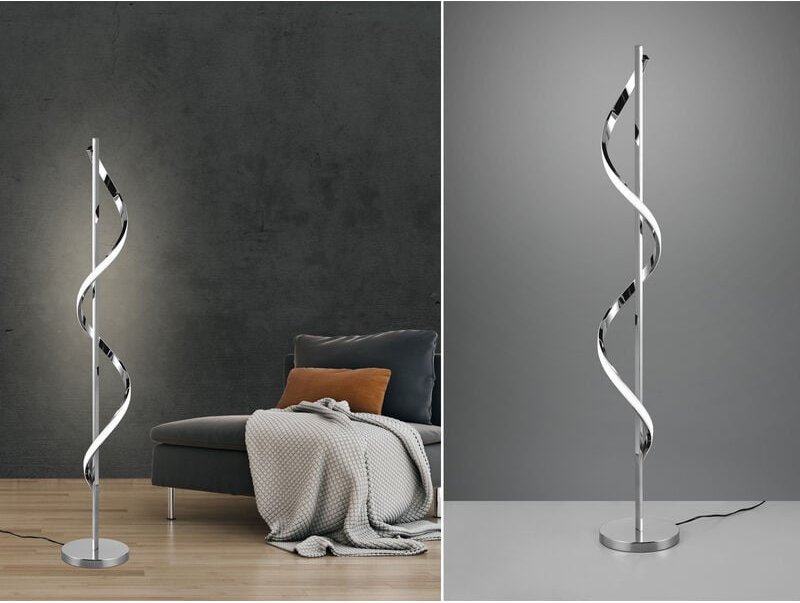 Kleine LED Stehleuchte ISABEL Spirale in Chrom, dimmbar - Höhe 120cm