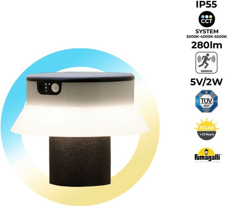 Fumagalli - Solar LED-Pollerleuchte "felice 200" 18cm mit PIR-Melder - 3