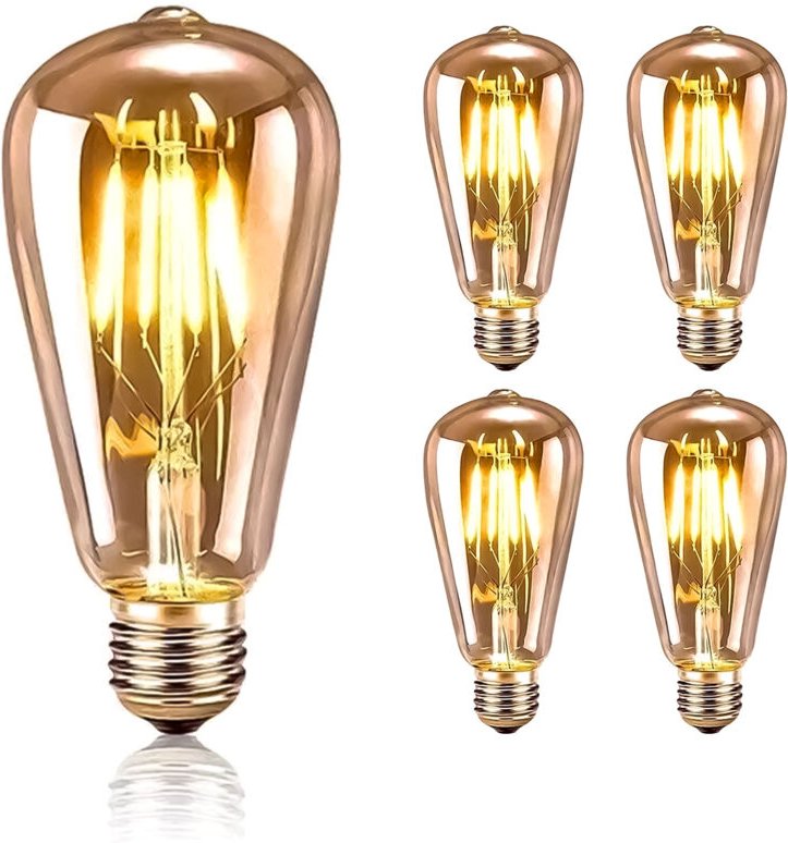 Sdlogal - Vintage E27 LED-Lampen Packung mit 5, Ultrixe Retro led Glühbirne 8W E27 ST64, Warmweiß 2700K, Bernsteinfarben...