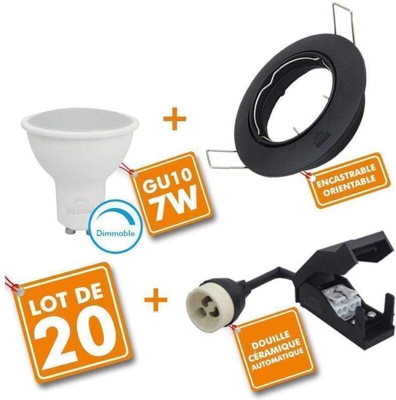 Set mit 20 x Downlight schwarz orientierbar komplett LED 7W Dimmbar eq 60W Farbtemperatur: 4000K neutralweiß