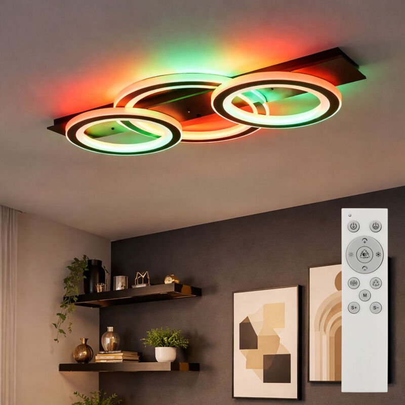 Deckenlampe Deckenleuchte LED Wohnzimmerlampe Fernbedienung Farbwechsel L 73 cm