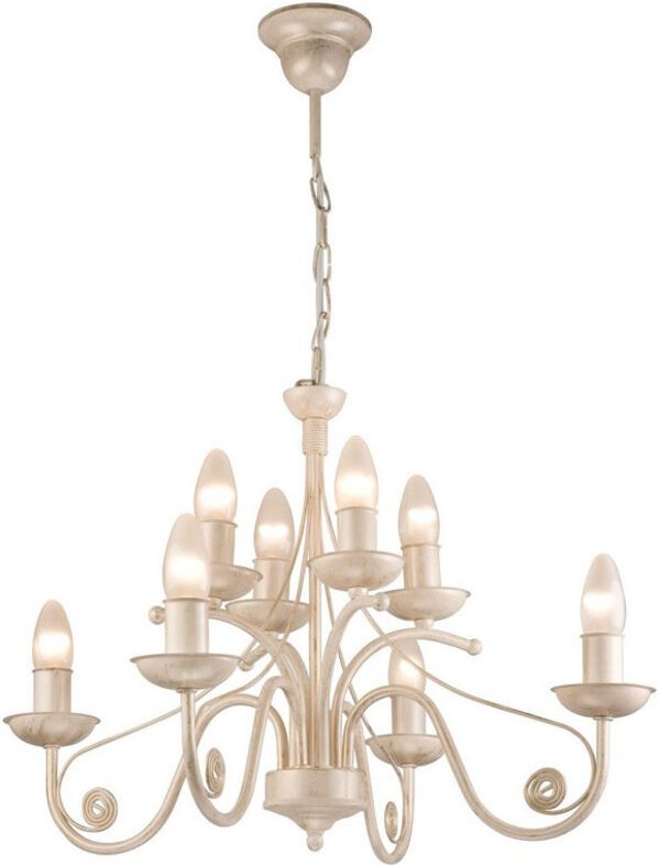 Lamkur Donato Kronleuchter mit Stoffschirmen, weiß, 8x E14