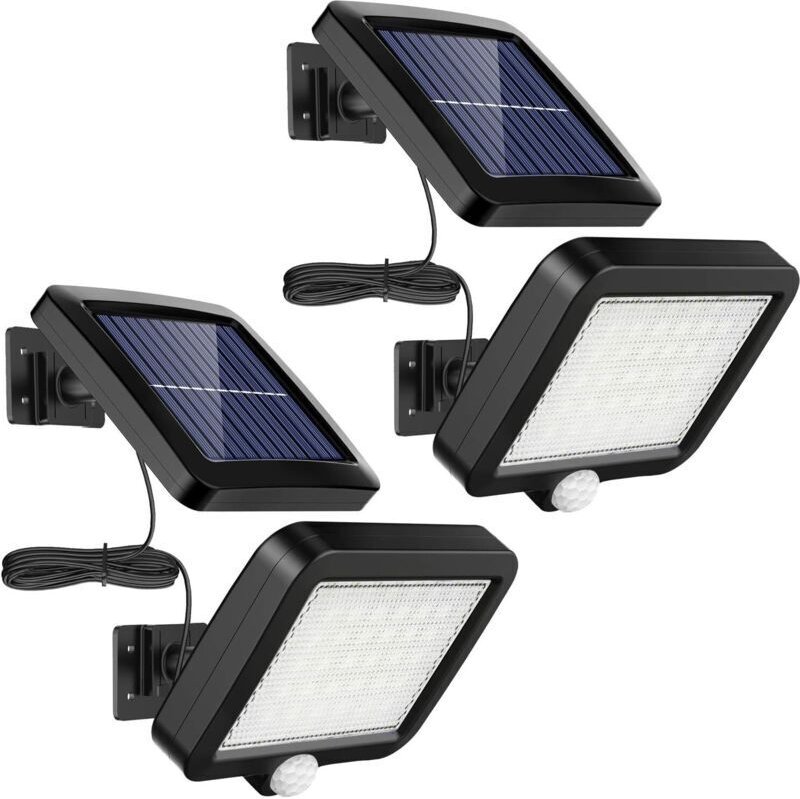 Set mit 2 Solar-Außenleuchten mit 56 LEDs, Bewegungsmelder, Schutzart IP65 (wasserdicht), 120° Abstrahlwinkel, Solar-Wan...