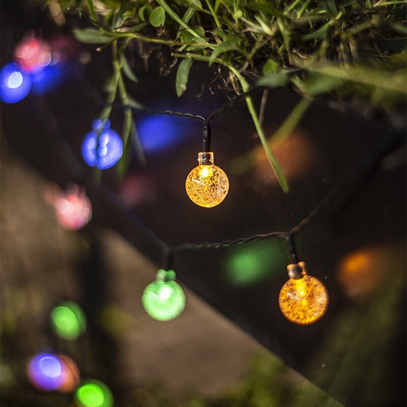 Thumbnail - Crediri Solar-Lichterkette für draußen, 7 m, 50 LEDs, Solar-Lichterkette, IP44, wasserdicht, Bubble Ball-LED-Lichterkett...