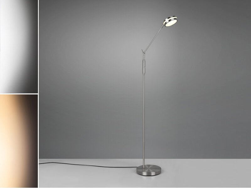 Dimmbare led Stehleuchte franklin schwenkbar, Höhe 133cm, Silber