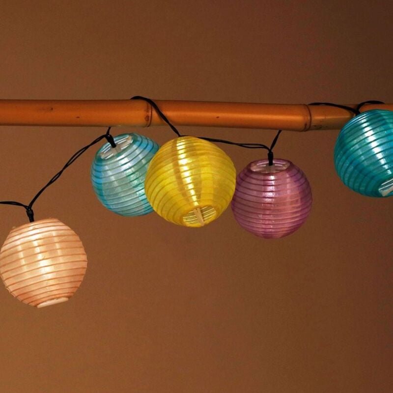 Buri - Solar-Lampion-Lichterkette 10 led Partybeleuchtung Dekolicht Gartendeko warmweiß