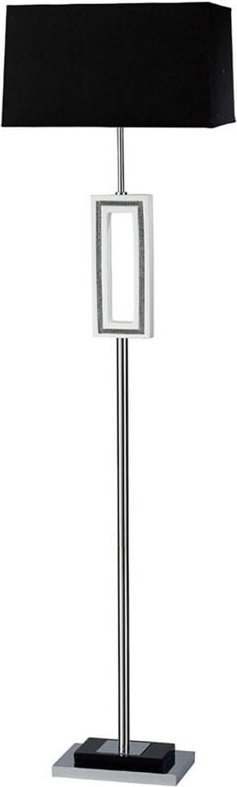 Inspired Linea Stehlampe E27, schwarzer Schirm, poliertes Chrom/Schwarz/Kristall