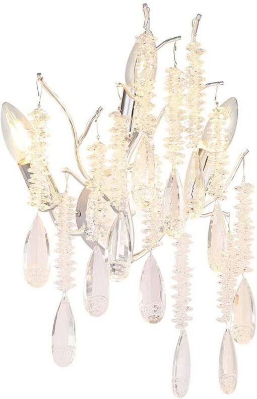 Thumbnail - Wandleuchte Wandlampe Flurleuchte Metall silberfarben Glaskristalle H 50 cm