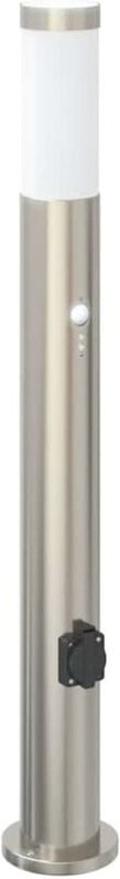 Pollerleuchte mit Sensor&Steckdose 80 cm Edelstahl IP44 vidaXL