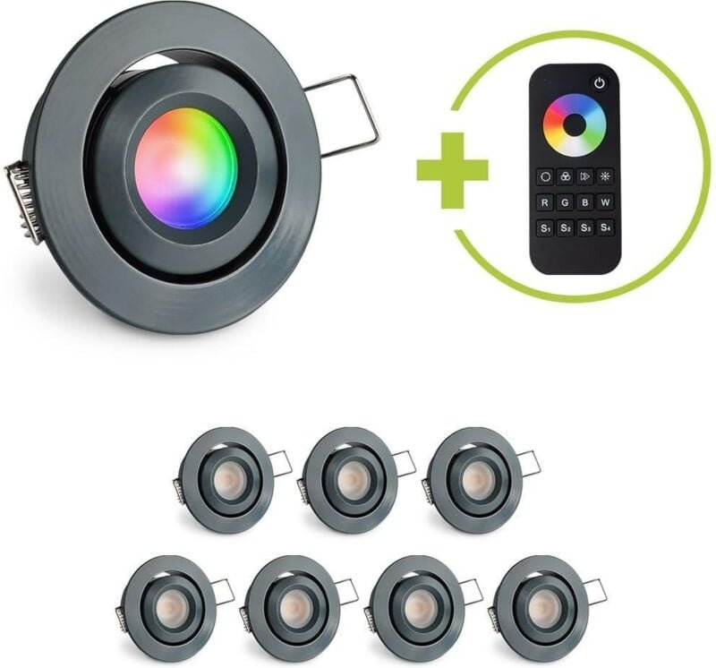 Einbaustrahler Mini schwenkbar Matera 3W RGBW IP44 - Farbe: anthrazit RAL 7016 - Anzahl: 8x