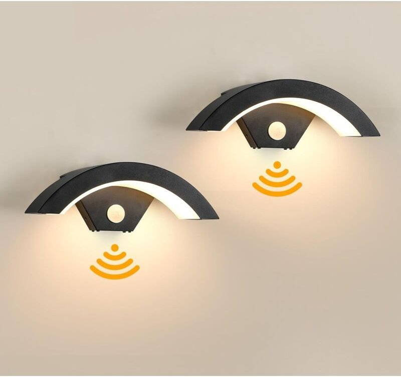 24 W LED-Wandleuchte für Außen/Innen mit Bewegungsmelder, 2er-Pack IP65 wasserdichte Außenwandlampe, LED-Außenstrahler f...