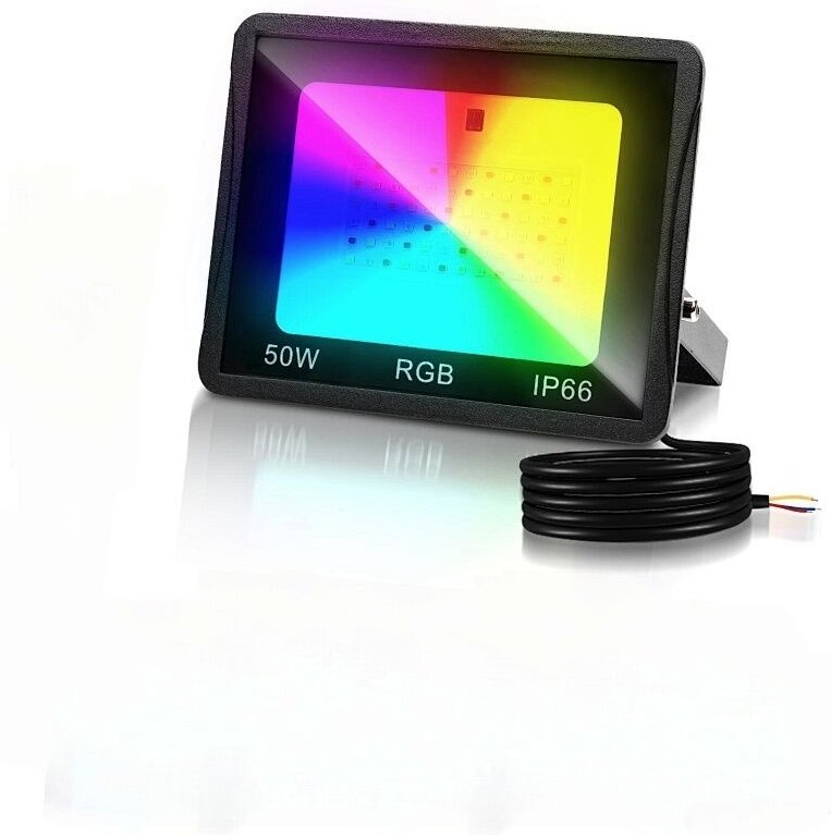 Wolketon RGB LED Strahler mit Fernbedienung, 50W RGB LED Flutlicht, 16 Farben & 4 Modi, IP66 LED Außenstrahler für Garte...
