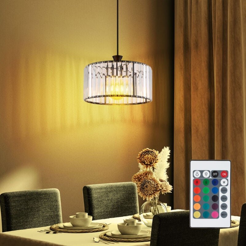 Pendelleuchte Kristall Wohnzimmerlampe Hängelampe Fernbedienung dimmbar Farbwechsel, 1x 4W 470Lm warmweiß, DxH 31x120 cm