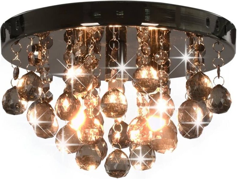 Deckenleuchte mit Rauchschwarzen Perlen Schwarz Rund G9 Vidaxl