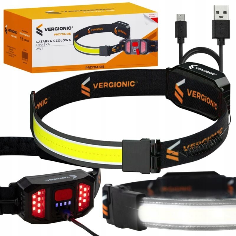 Stirnband-Scheinwerfer. Vorne und hinten. Fahrrad. LED COB 2-in-1 VERGIONIC