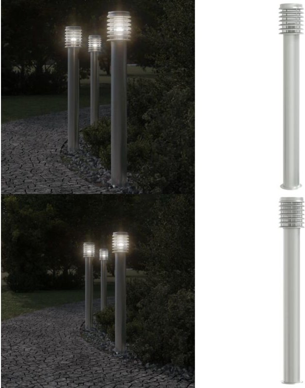 Wegeleuchte Silbern 110 cm Edelstahl - Wegeleuchte - Edelstahl - Außenstehleuchte - Gartenlampe - LED-Lampe - Home & Liv...