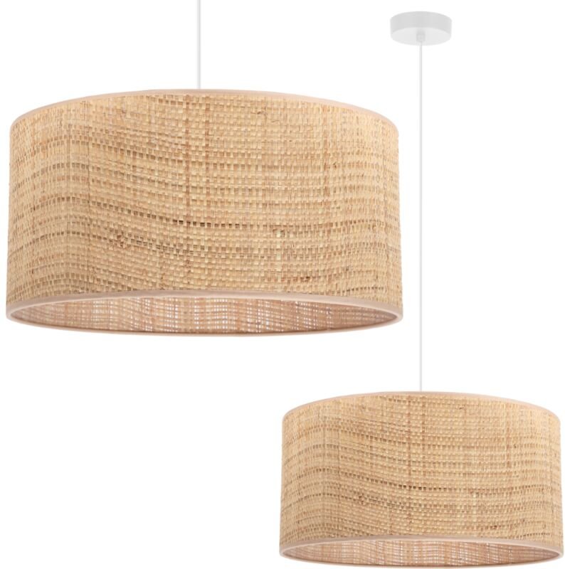 Thumbnail - Weisse Rattan-Hängelampe 1 Flacher Rattan-Lampenschirm 45 Cm