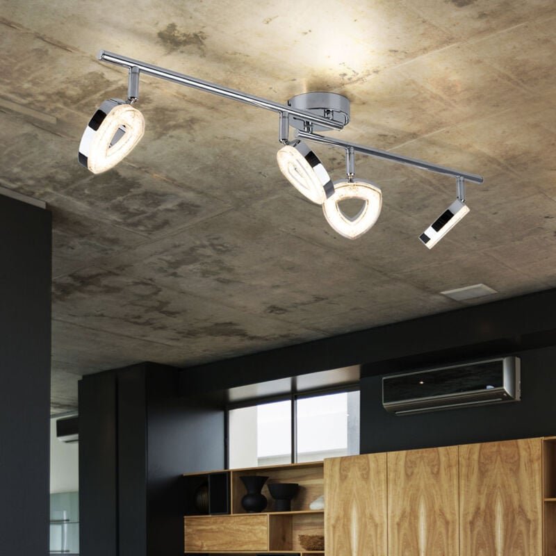 Deckenleuchte schwenkbar Deckenstrahler Chrom Deckenlampe mit beweglichen Spots Wohnzimmer, Metall, led 4x 4,5 Watt 4x 3...