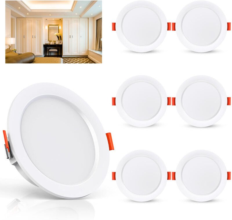 6er-Set LED-Einbaustrahler, 5 W, 500 Lumen, entspricht 50 W Glühlampe, 4000 K Weiß, extra flacher LED-Strahler für Badez...