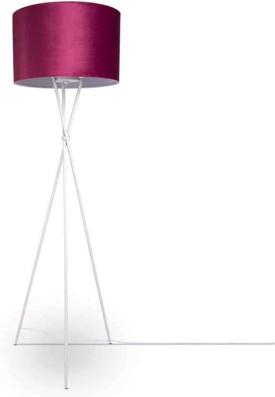 Pendelleuchte Stehleuchte Dreibein Wohnzimmer Lampenschirm Velours Unifarben E27 Stehleuchte - Weiß, Beere Weiß (Ø45.5 c...