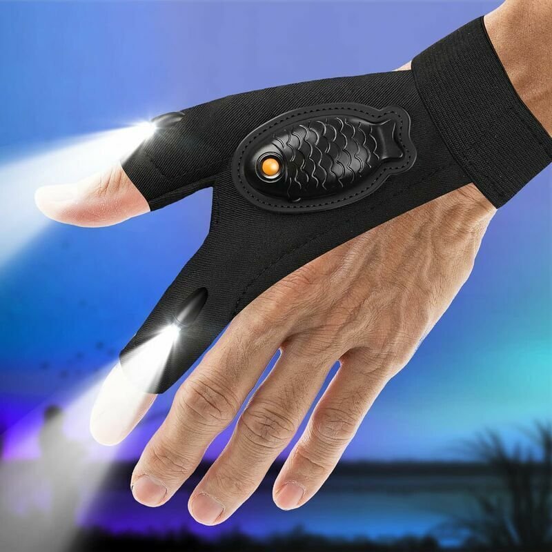 ZVD-1 Paar wasserdichte LED-Taschenlampenhandschuhe für Herren – Geschenk für Papa, Opa, wiederaufladbare Handschuhe, Fi...