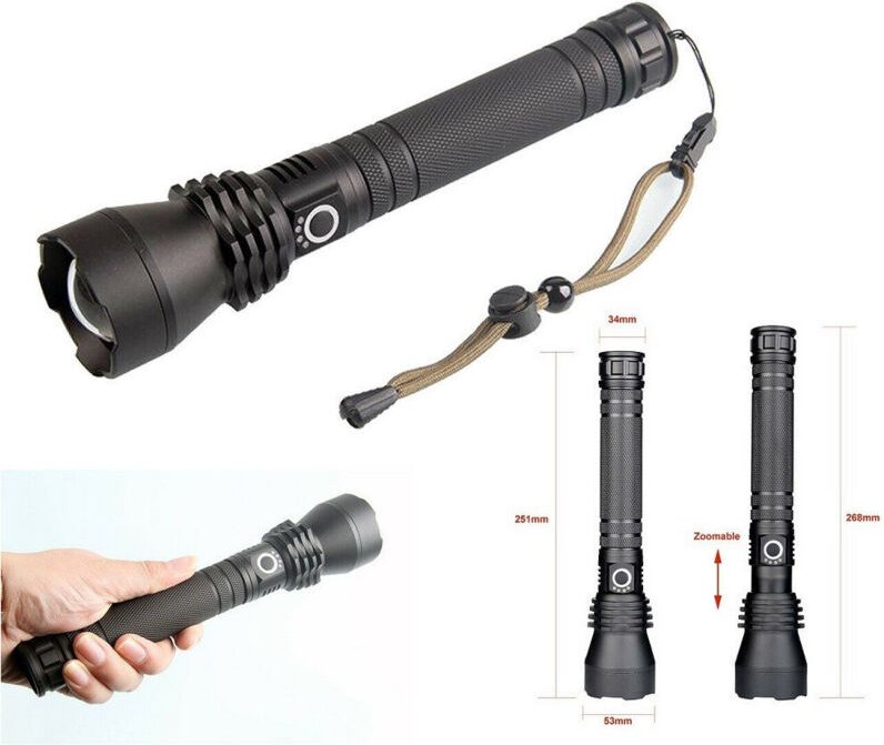 Trade Shop Traesio - Trade Shop - lampada led cree P50 recaricabile 2000 lumen 80000 w zoom doppy batterien -