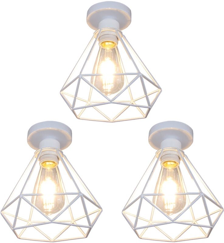 Deckenleuchte Vintage, 1 Flammig Deckenlampe im Industri Stil, Art Diamant Lampe mit Käfig für Wohnzimmer Schlafzimmer E...