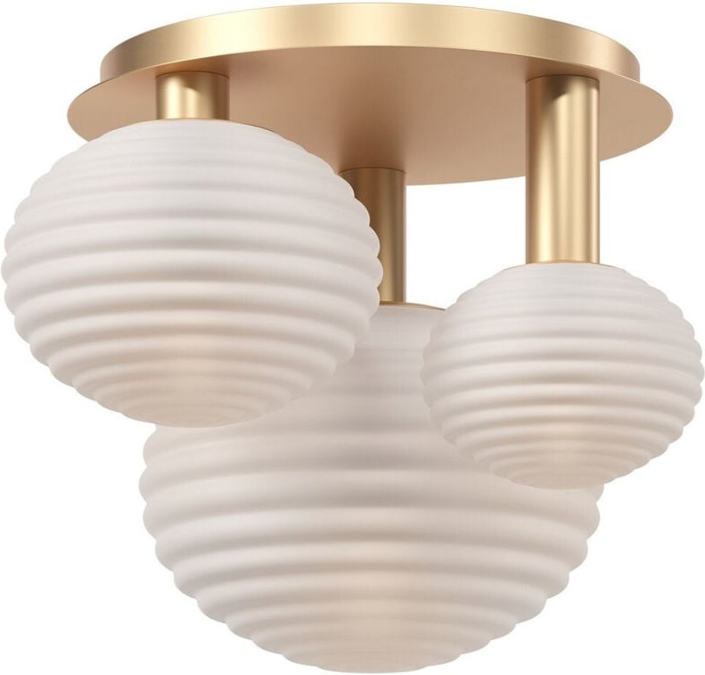 Thumbnail - Maytoni Reels Moderne Globe Deckenleuchte Gold 3xE14 Weißer Schirm
