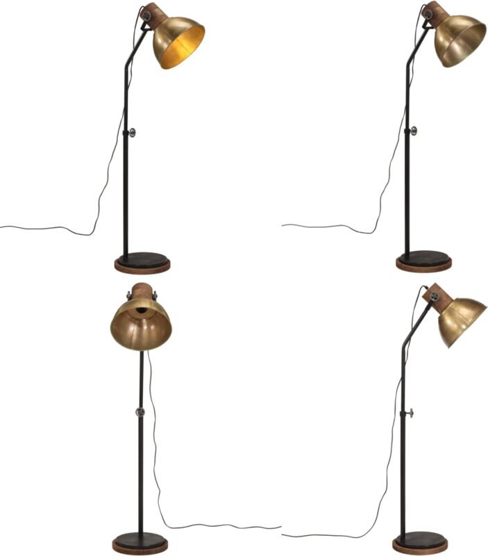 Stehleuchte 25 W Antik Messing 30x30x100-150 cm E27 - Industrielampen - Stehlampe - Wohnzimmerstil - Esszimmerleuchte - ...