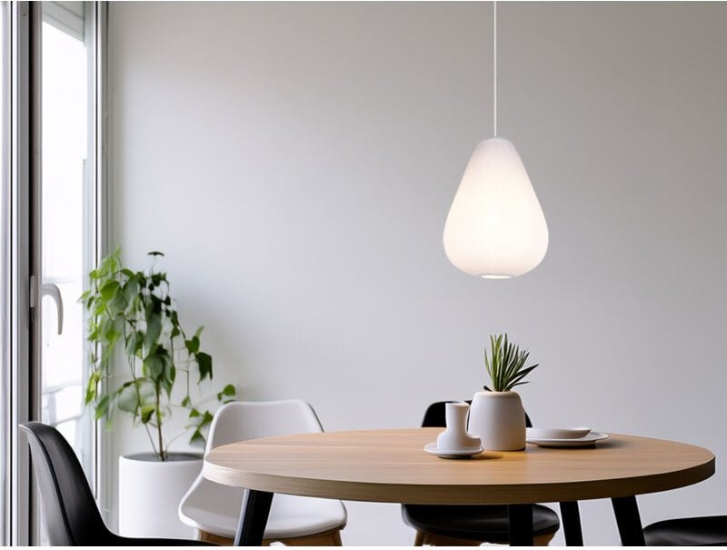 Reality Leuchten - Pendelleuchte janine mit gemustertem Stoff Lampenschirm Weiß, ø 35cm