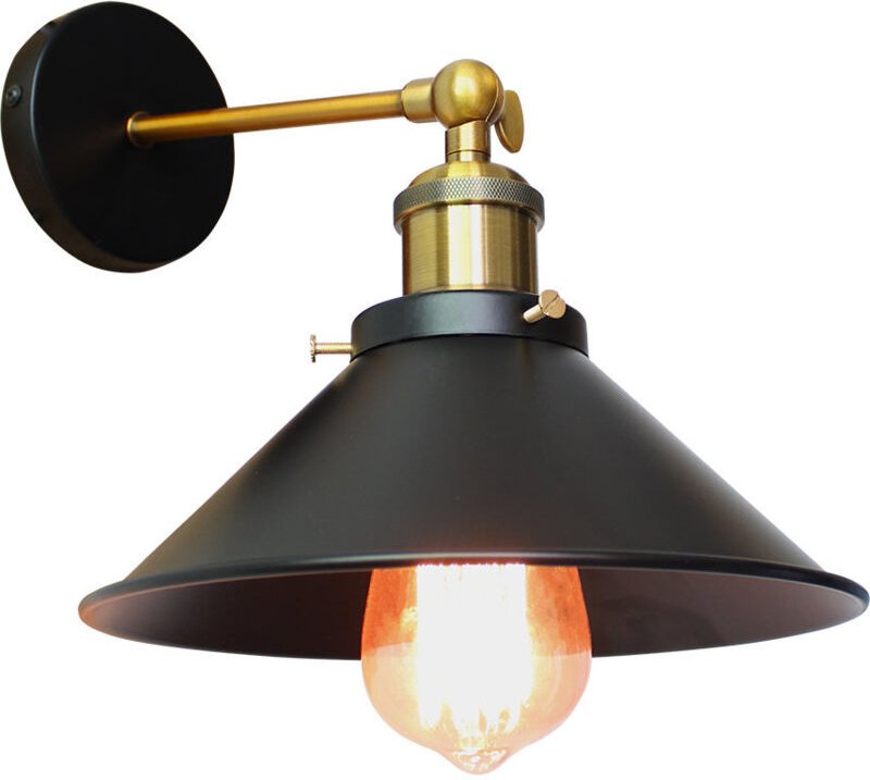 Wandlampe Industrielle Metall Eisen Wandleuchte E27 Verstellbare für Wohnzimmer Schlafzimmer Büro Küche Flur 22cm, Schwa...