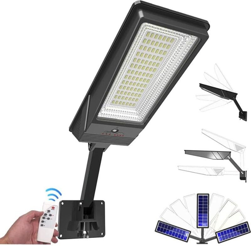 Thumbnail - Solar-Wandlampe für den Außenbereich, IP65, wasserdicht, solarbetriebene Wandlampe, Fernbedienung und Bewegungsmelder, 8...