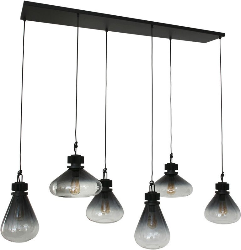 Pendelleuchte Esstischlampe Hängelampe Rauchglas 6 flammig Wohnzimmerleuchte