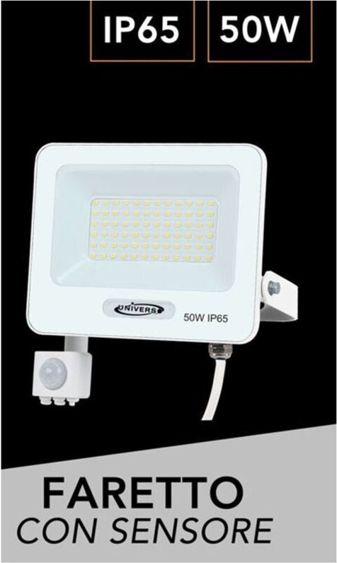 Trade Shop - copy of FARETTO LED 30W CON SENSORE MOVIMENTO PROIETTORE DA ESTERNO LUCE 6500K IP65 EK05-SEN-30 - Weiß
