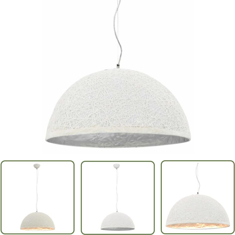 The Living Store - Pendelleuchte Weiß und Silbern Ø50 cm E27 - Vogelnestlampe - Hängeleuchte - Wohnzimmer Dekoration - P...
