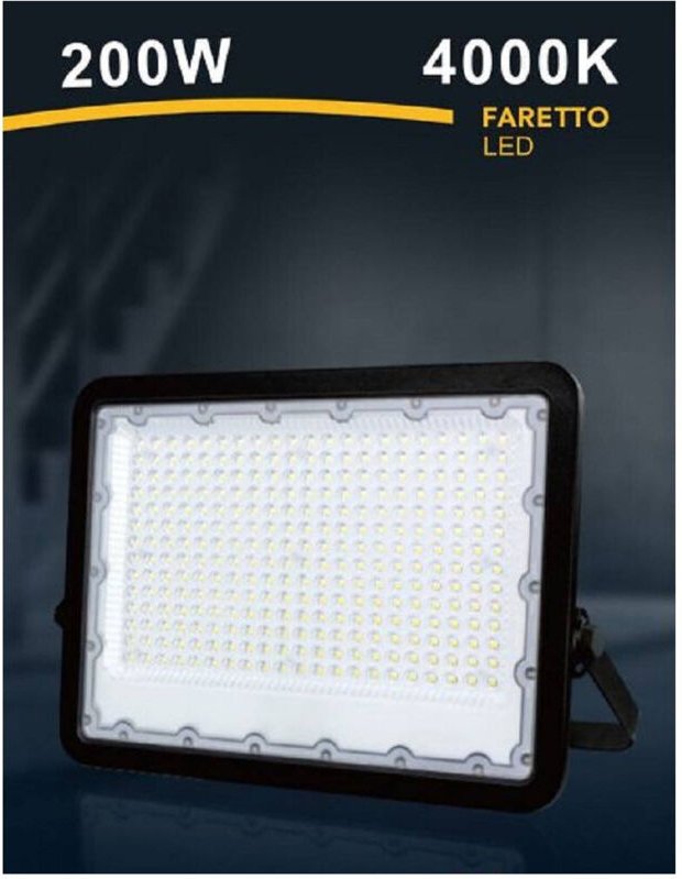 Trade Shop Traesio - Trade Shop - faro led 200 w ultra slim outer black IP65 cold natural FS200W-N -