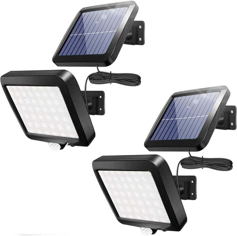 Solar-Wandleuchte für den Außenbereich mit 56 LEDs – Schutzart IP65 mit Bewegungsmelder – 120° Abstrahlwinkel – 5 m Kabe...
