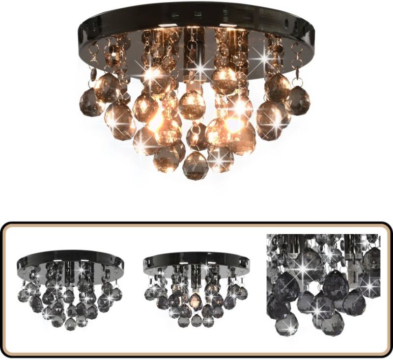 Vidaxl - Deckenleuchte mit Rauchschwarzen Perlen Schwarz Rund G9 - Deckenleuchte - Wohnzimmer Deko - Moderne Lampe - Sch...